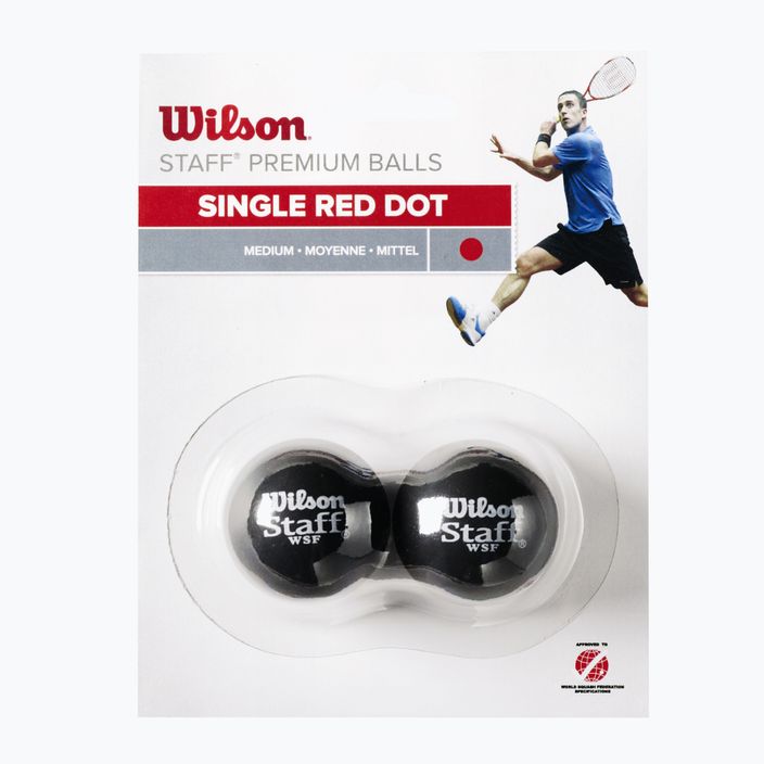Wilson Staff Squash 2 mingi de squash Red Dot negru WRT617700+