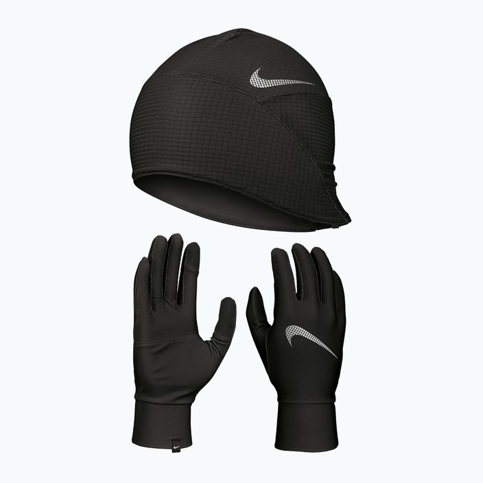 Set căciulă + mănuși pentru bărbați Nike Essential Running black/black/silver 10