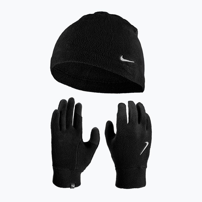 Set căciulă + mănuși pentru bărbați Nike Fleece black/black/silver 11