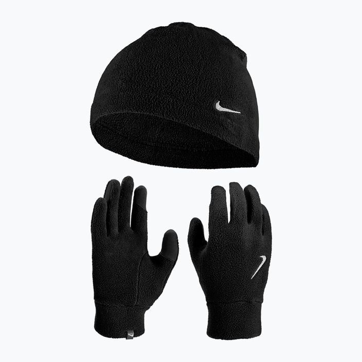 Set căciulă + mănuși pentru femei Nike Fleece black/black/silver 11