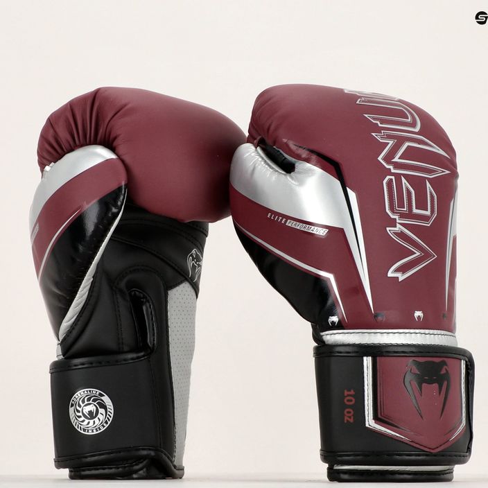 Mănuși de box Venum Elite Evo burgundy/silver 11