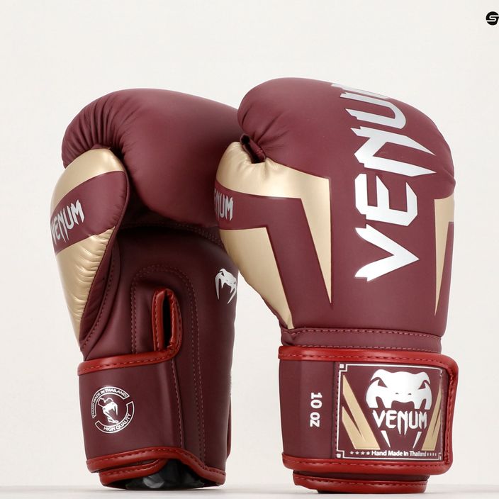 Mănuși de box Venum Elite burgundy/gold 10
