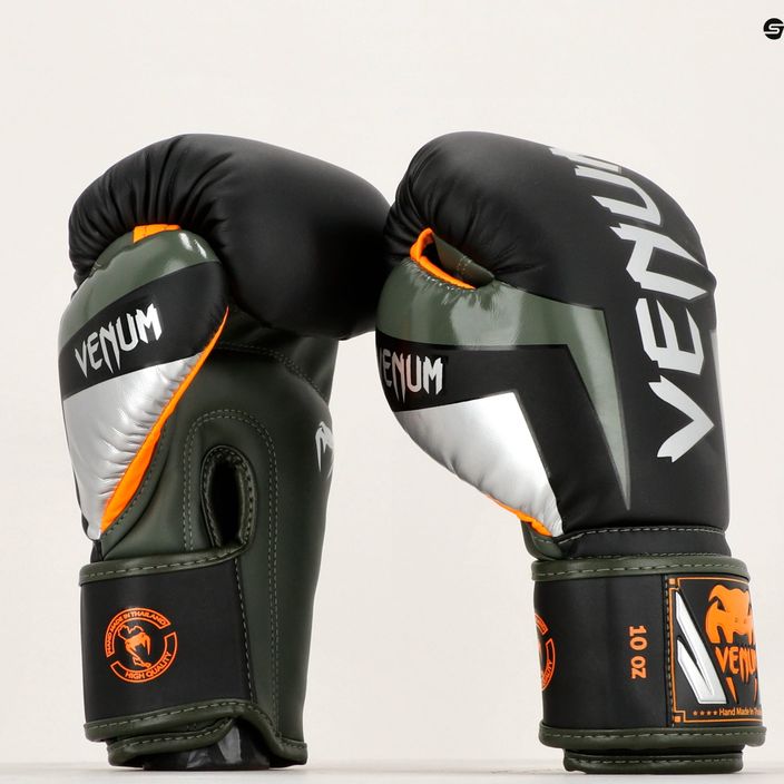 Mănuși de box Venum Elite black/silver/kaki 11