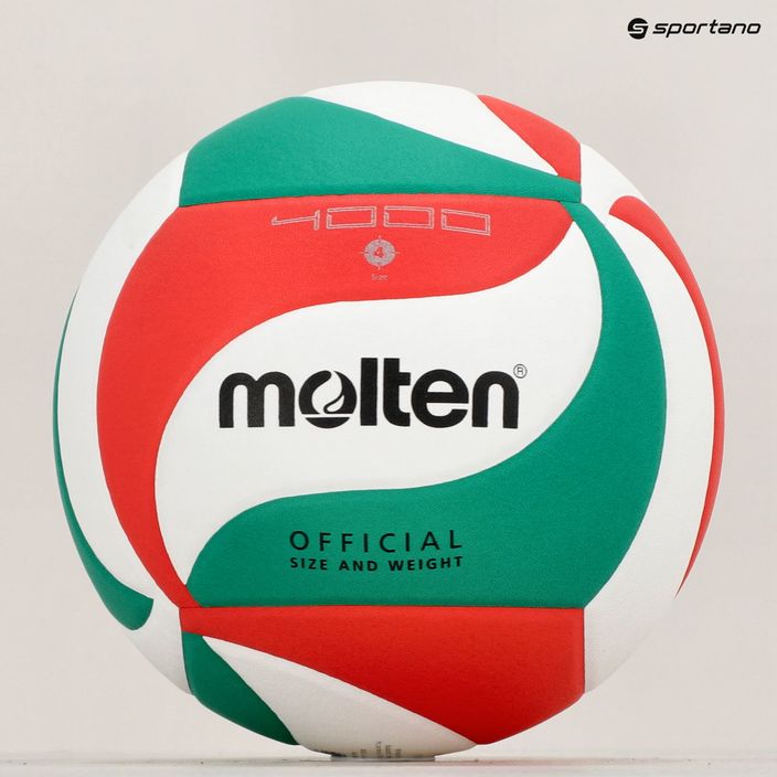 Molten volleyball V4M4000-4 alb/verde/roșu mărimea 4 6