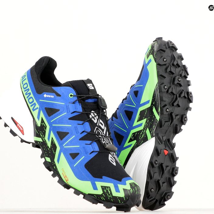 Pantofi de alergare pentru bărbați Salomon Spikecross 6 GTX negru/surf the web/gecko verde 17