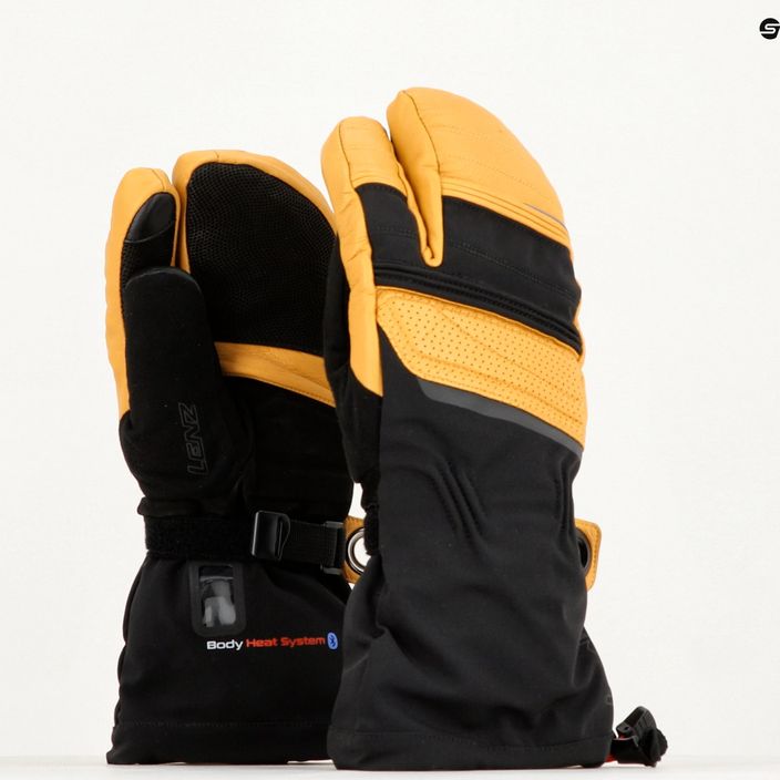 LENZ Heat Glove 8.0 Finger Cap Lobster mănușă de schi încălzită negru și galben 1207 12