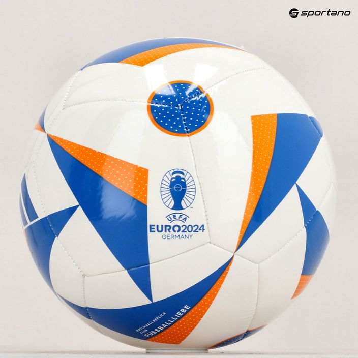 Minge de fotbal adidas Fussballiebe Club white/glow blue/lucky orange mărime 4 5