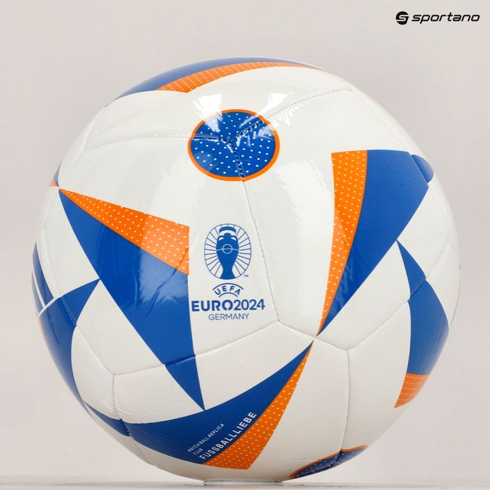 Minge de fotbal adidas Fussballiebe Club white/glow blue/lucky orange mărime 5 5