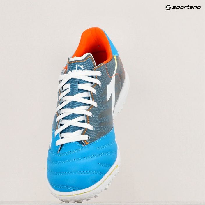 Ghete de fotbal pentru bărbați Diadora Brasil Elite Veloce GR TFR albastru fluo/alb/portocaliu 16