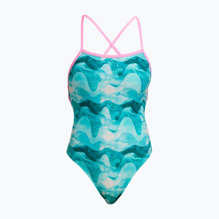 Funkita Strapped In One Piece costum de baie pentru femei costum de baie dintr-o singură bucată valuri de teal