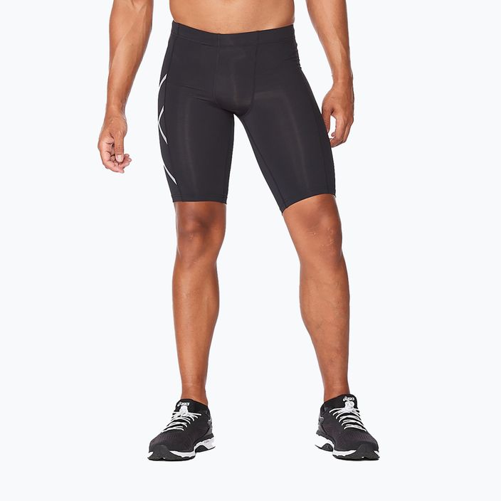 Pantaloni scurți de antrenament 2XU Core Compression pentru bărbați negru/argintiu MA3851B