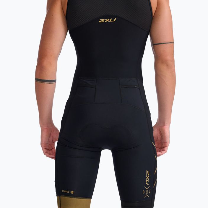 Costum de triatlon pentru bărbați 2XU Light Speed Front Zip negru/auriu 2