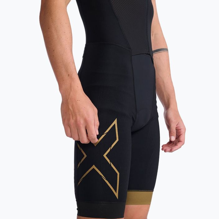 Costum de triatlon pentru bărbați 2XU Light Speed Front Zip negru/auriu 3