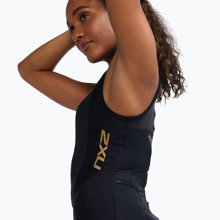 Costum de triatlon pentru femei 2XU Light Speed Front Zip negru/auriu 4