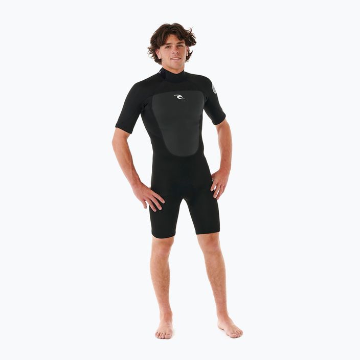 Rip Curl Omega Omega 2mm Back Zip Springsuit de înot pentru bărbați, spumă de înot negru 4