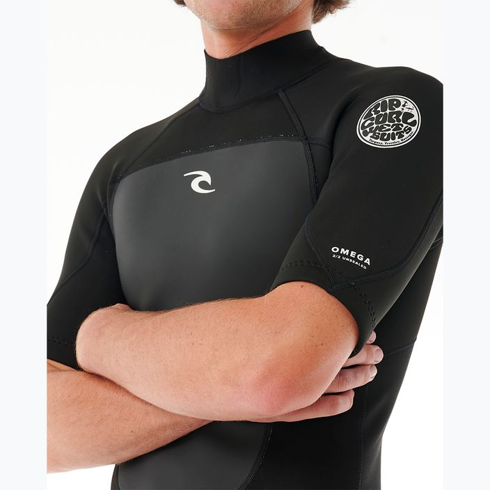 Rip Curl Omega Omega 2mm Back Zip Springsuit de înot pentru bărbați, spumă de înot negru 5