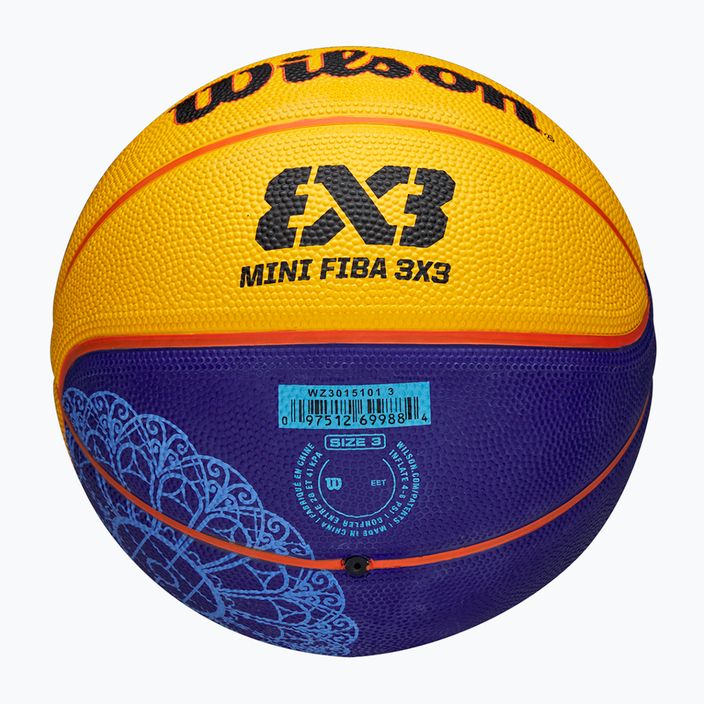 Minge de baschet pentru copii Wilson Fiba 3X3 Mini Paris 2004 blue/yellow mărime 3 5