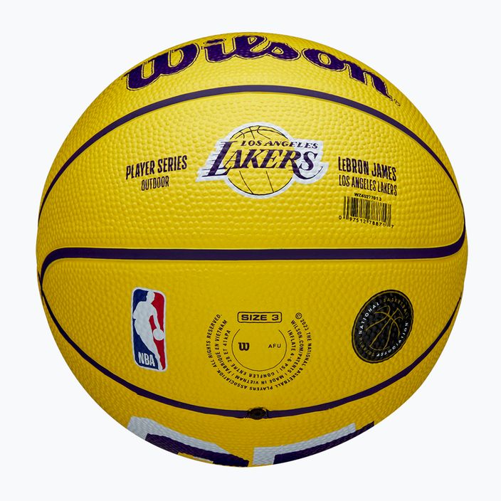 Minge de baschet pentru copii Wilson NBA Player Icon Mini Lebron yellow mărime 3 6