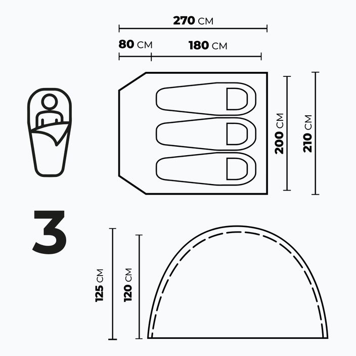 Cort de camping pentru 3-persoaneKADVA CAMPdome 3 verde 4