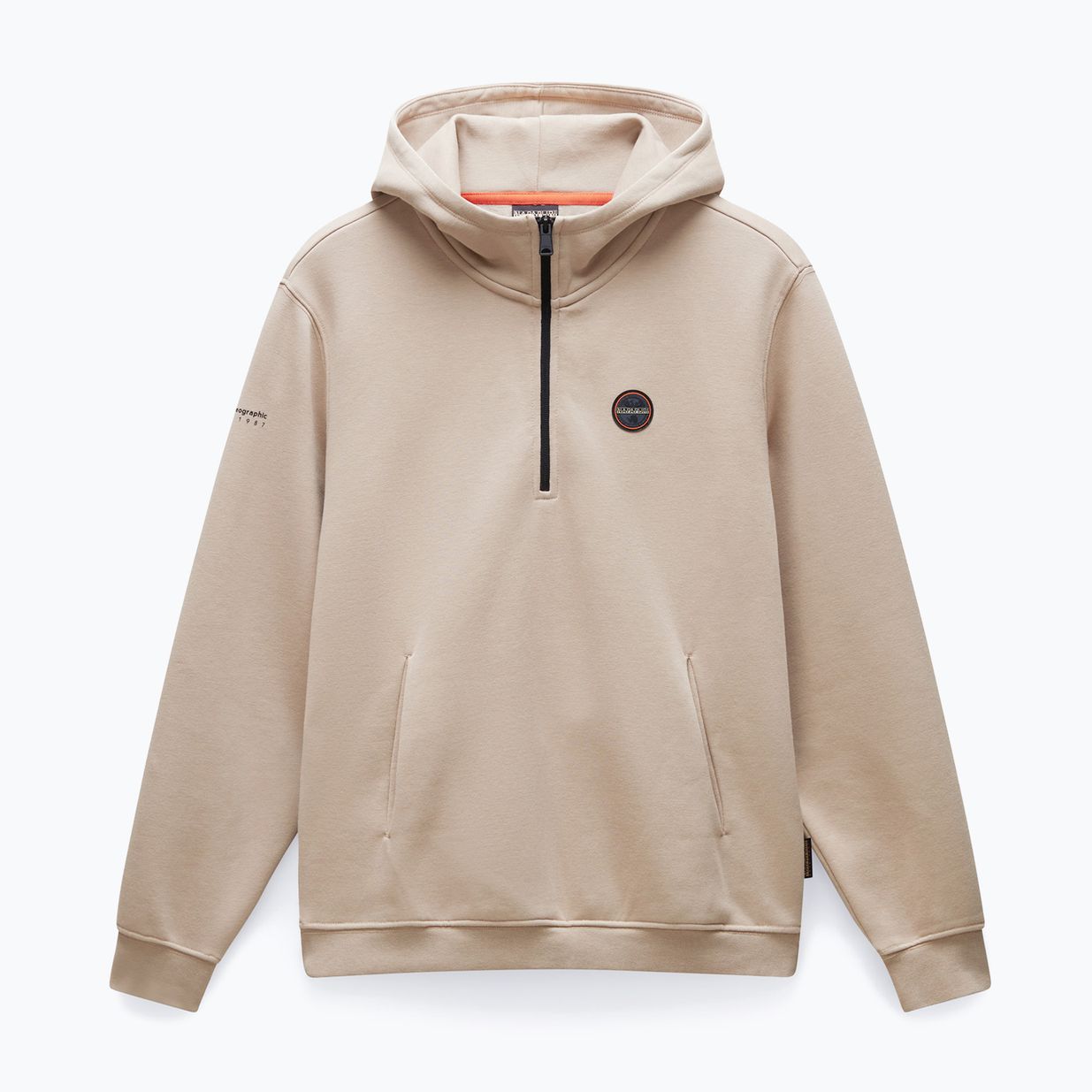 Bluză pentru bărbați Napapijri B-Badge Half Zip Hooded beige rocky 5