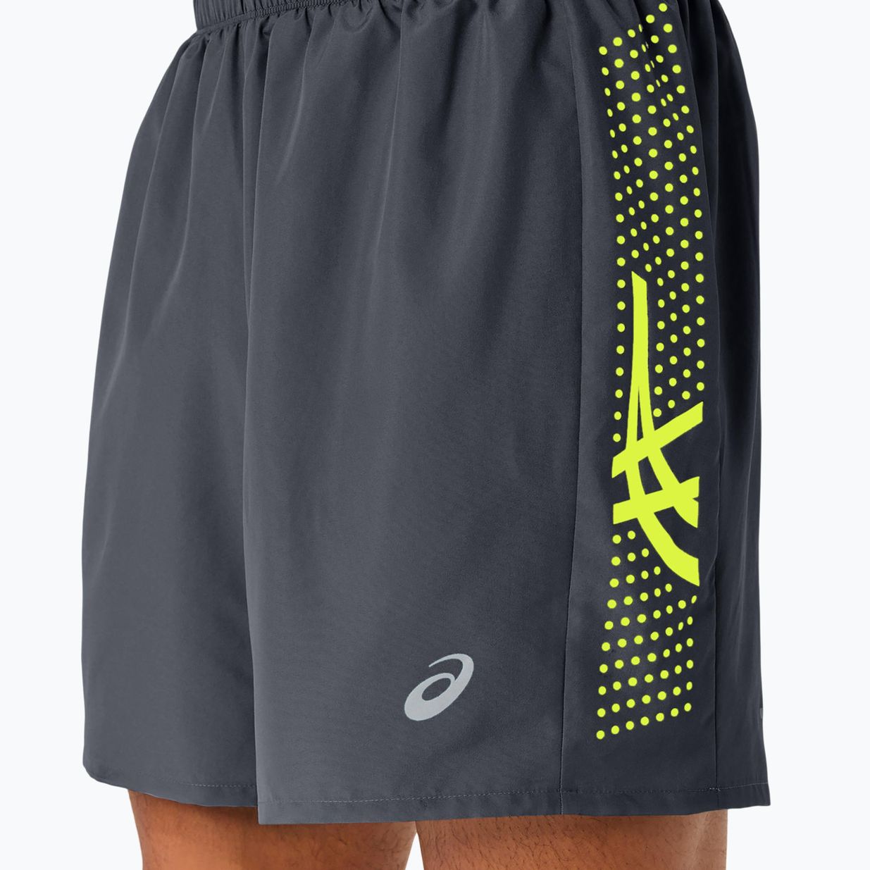 Pantaloni scurți de alergare pentru bărbați ASICS Icon performance carrier grey / safety yellow 5