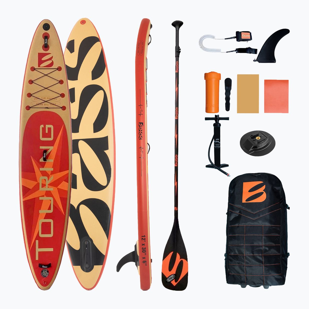 SUP bord Bass Touring 12' PRO + Extreme Pro M+ roșu