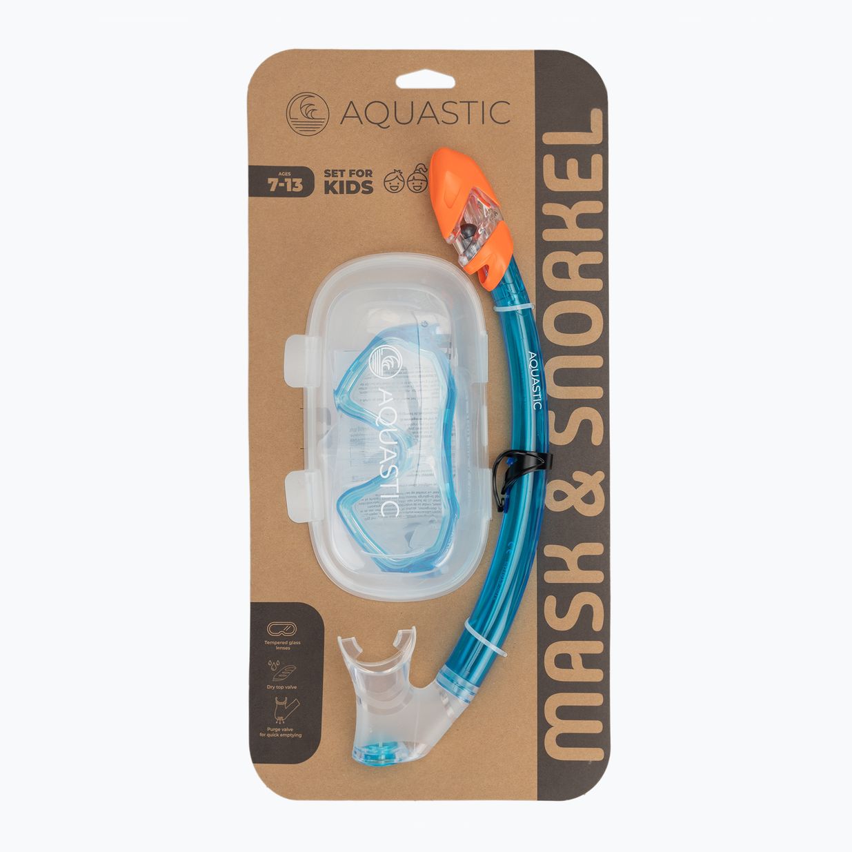 Set de snorkeling pentru copii AQUASTIC Shelly mască + tub albastru deschis 9