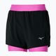 Pantaloni scurți de alergat pentru femei  Mizuno ER 4.5 2in1 black/pink