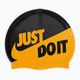 Șapcă de înot Nike JDI Slogan negru și galben NESS9164-704