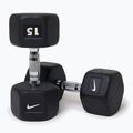 Gantera cauciucată Nike Strength Hex Dumbbell 15 kg black/white