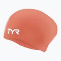 Bonetă de înot TYR Long Hair Wrinkle Free Silicone coral/white