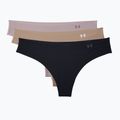 Under Armour Ps Thong chiloți pentru femei 3 bucăți negru/bej/grafit