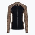 Longsleeve de înot pentru femei Hurley Leopard Zip Front brown sugar