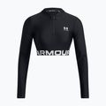 Top de antrenament Under Armour Heat Gear Rib 1/4 Zip pentru femei negru/negru/alb 2