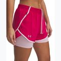 Pantaloni scurți de alergare pentru femei Under Armour Fly By 2in1 shaded fuchsia / prime pink / reflective 4