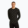 Bluză termică pentru bărbați icebreaker Merino 200 Oasis Crewe Snow Day black/peridot/aop