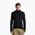 Bluză de trekking pentru bărbați Icebreaker Merino 200 Realfleece Descender Half Zip Hoodie black