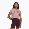 Tricou de antrenament pentru femei  Under Armour Rival Logo tourmaline pink/maroon mist