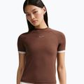 Tricou pentru femei Nike Gloss Fitted Top light chocolate