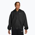 Bluză pentru femei Nike Studio Fleece Medium Weight Oversized Full Zip total black/sail
