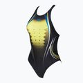 Costum de baie o piesă pentru femei arena One Placed Print One Piece negru și galben 001191 4
