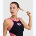 Costum de înot dintr-o piesă pentru femei arena One Biglogo One Piece black/fluo pink 4