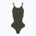 Costum de baie dintr-o singură piesă pentru femei arena One Double Cross Back One Piece dark sage/black/fluo red