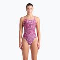 Costum de înot dintr-o piesă pentru femei arena Pink Dahlia Lace Back shocking pink/multi
