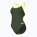 Costum de înot dintr-o piesă pentru femei arena Lace Back Solid dark sage/artic lime 4