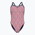 Costum de baie întreg pentru femei arena Pebbles Xcriss Cross multi white/navy