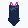 Costum de baie întreg pentru femei arena Logo Swim Pro navy/shocking pink
