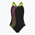 Costum de baie întreg pentru copii arena Sound Track Swim Pro Back black/artic lime