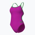 Costum de baie întreg pentru femei Arena Lace Back Solid very fuchsia/team green 3
