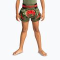 Pantaloni scuți de antrenament pentru copii Venum Inferno Kids Muay Thai army green/orange